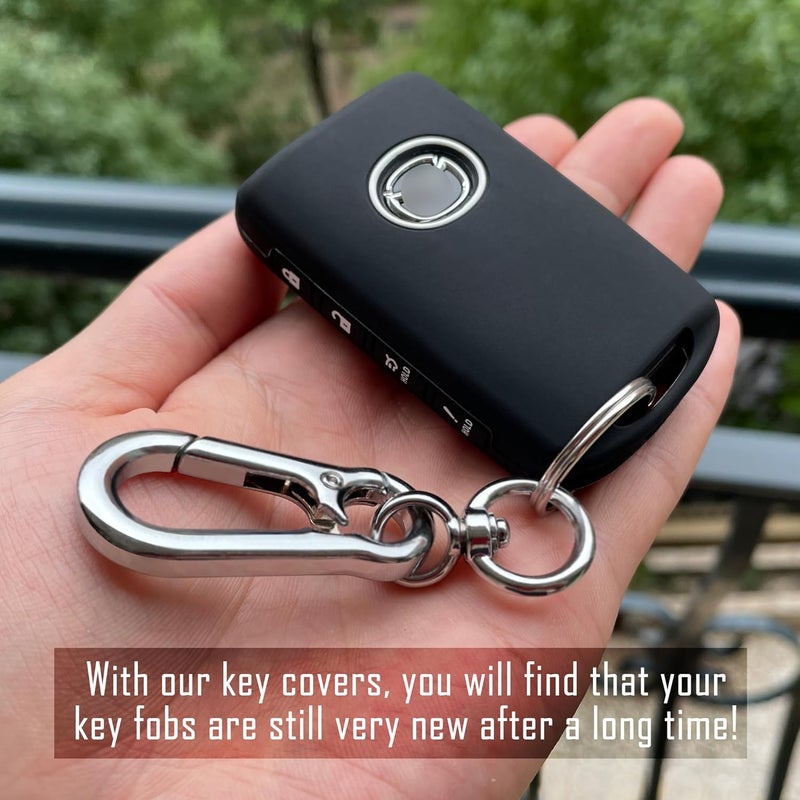 TANDRIVE Key Fob Cover Compatible with 2026 2025-2019 Mazda CX-5 CX-30 CX-50 CX70 CX90 3 6 CX-9 MX-5 Miata, Silicone, 4-Button, 2-Pack, Black - Image 3